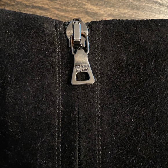 PRADA classic arc heeled ankle booties size 8 1/2 zippers suede timeless - Picture 8 of 13